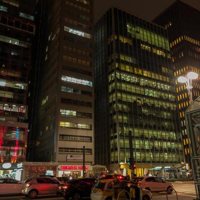 Saopaolo Avpaulista Evening Highrises Street People900