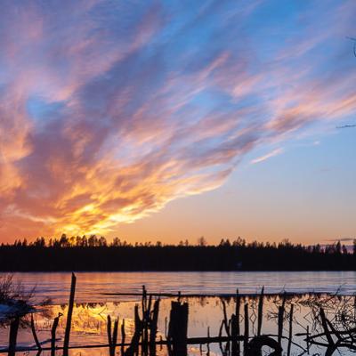 Se Lake Sky Crazysunset Clouds Tranquil Beaverremains Ice