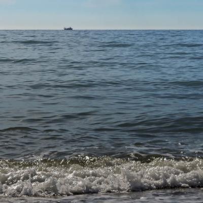 Spain Mediterranean Ship On Top Of Horizon Waves Splashing Sunny900 Spain Mediterranean Ship On Top Of Horizon Waves Splashing Sunny900
