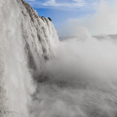 Br Foz Do Iguacu Waterfall Closeup Sky Clouds 