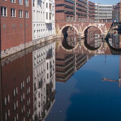 Canal And Bridge In Hamburg