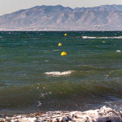 Spain Mediterranean Yellow Buoys Waves Background Malaga Mountains900 Spain Mediterranean Yellow Buoys Waves Background Malaga Mountains900